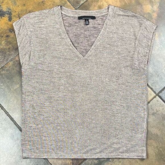 White House Black Market Power Tee Shiny Metallic Pink Blouse Medium - Picture 3 of 10